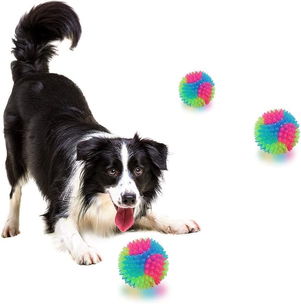 wxsp LED Hundebolde Lysende Hundebolde Lysende Elastisk Bold Kæledyr Farve Lysbold Glødende Bolde til hvalpe, katte, hunde (4 stykker plug-in)