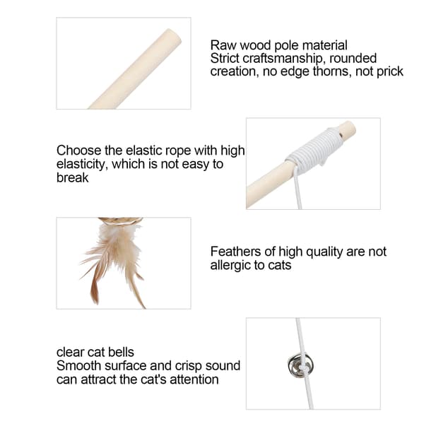 Wooden Cat Toy with Round Ball Feather for Interactive Kitten Play