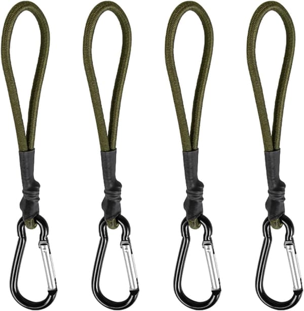 4 stk. klatrekroge med elastisk reb til camping, elastisk reb, teltfikseringsspænde, elastisk snor med karabinhage