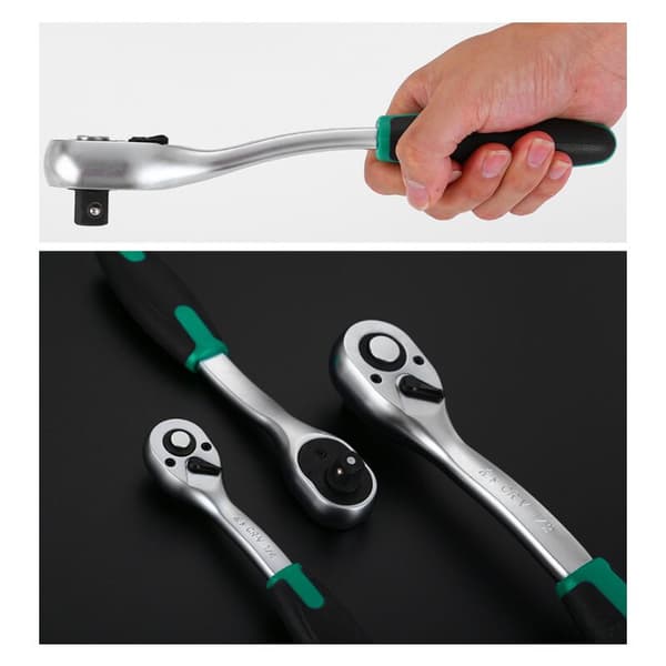 Telescopic Ratchet Wrench 72 Teeth Automatic Two-Way Quick Socket Wrench Large, Medium and Small Ratchet Set (Large Ratchet with Folding Handle)