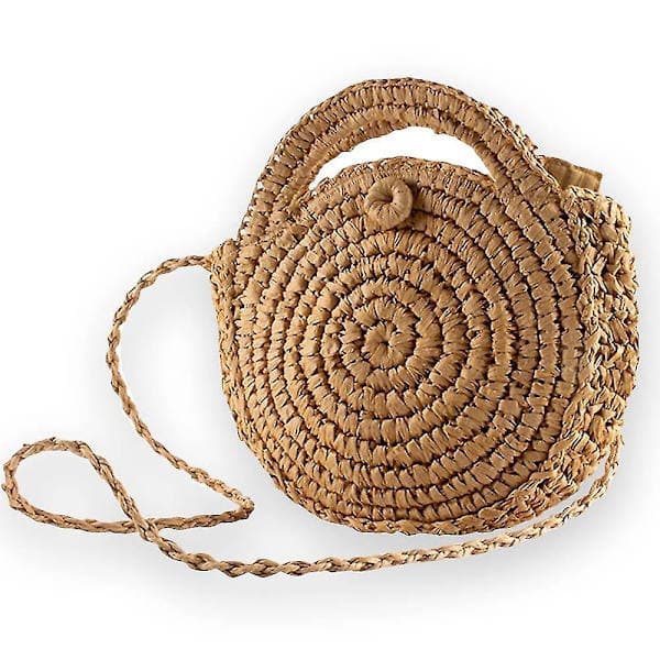 Rund strandveske i strå
