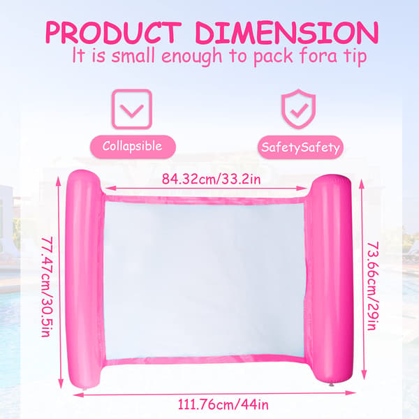 Inflatable bath bed, water hammock 4-in-1 deck chair pool pink pink