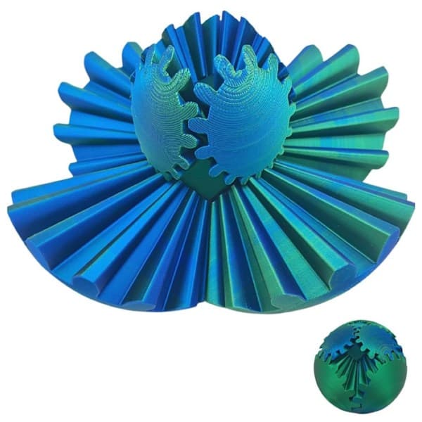 Spin Ball Fidget, 3D-printet Spin Ball Fidget Legetøj Perfekt til stress, til stress- og angstlindring (10,5 cm) Blå Blue