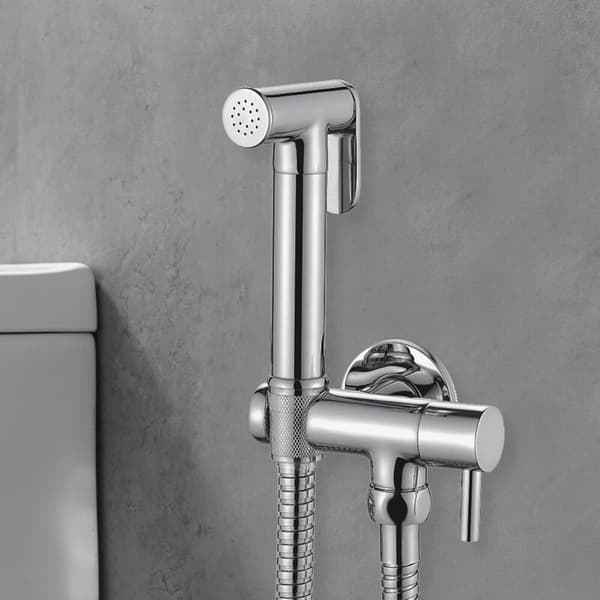 WC-set med flexibel hållare, dusch, krom, silver