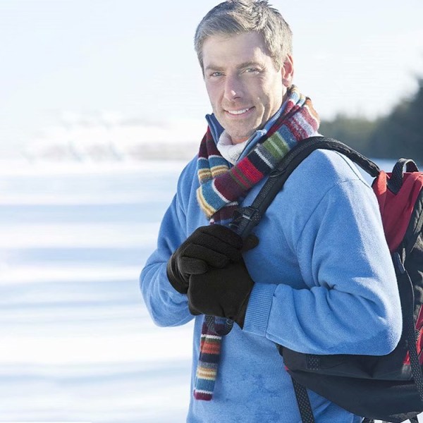 Varme Handsker Vinterhandsker Vindtætte Handsker Udendørs Fleece Handsker til Mænd og Kvinder Efterår og Vinter Handsker, Sort XL