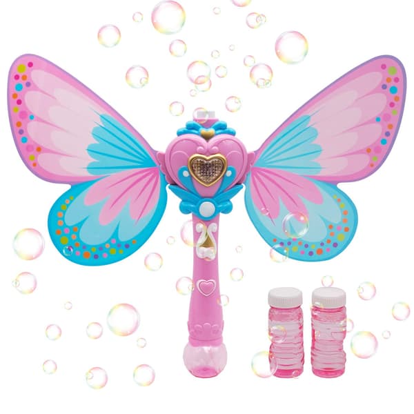 Bubble Machine Magic Bubble Wand Bubble Blower with Light & Music, 2 Bottles Bubble Solution - Blue Manufacturer Butterfly Safe Durable