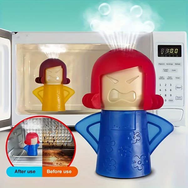 Angry Mama Microwave Cleaner - Steam Cleaning Tool for Kitchen and Refrigerator Style Blue Style Blue