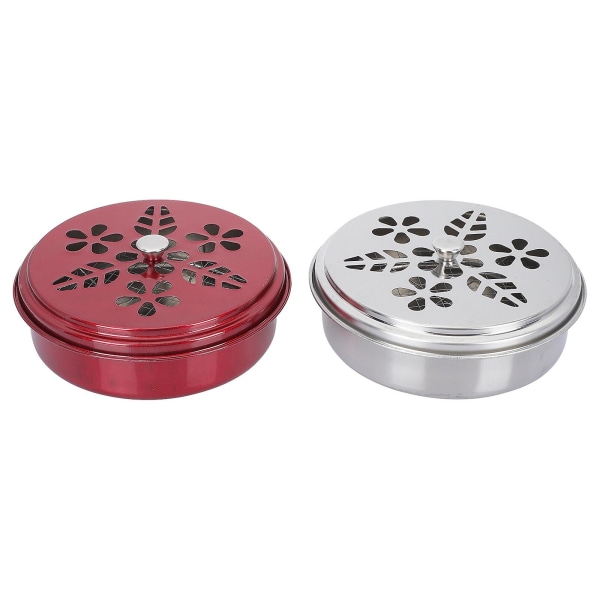 2pcs Stainless Steel Incense Holder Circle Incense Container Portable Mosquito Coil Box13.5x13.5cm