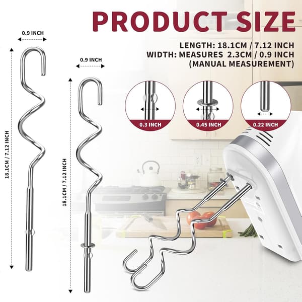 Ny dejkrog til håndmixer, erstatning for Kitchenaid håndmixer dejkroge KHM512, dejkroge i rustfrit stål egnet til KHM 5KSM KSM KSMO