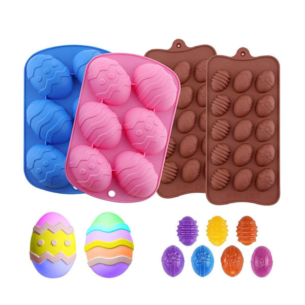 4 Pcs Easter Egg Silicone Molds for Handmade Candies and Chocolates