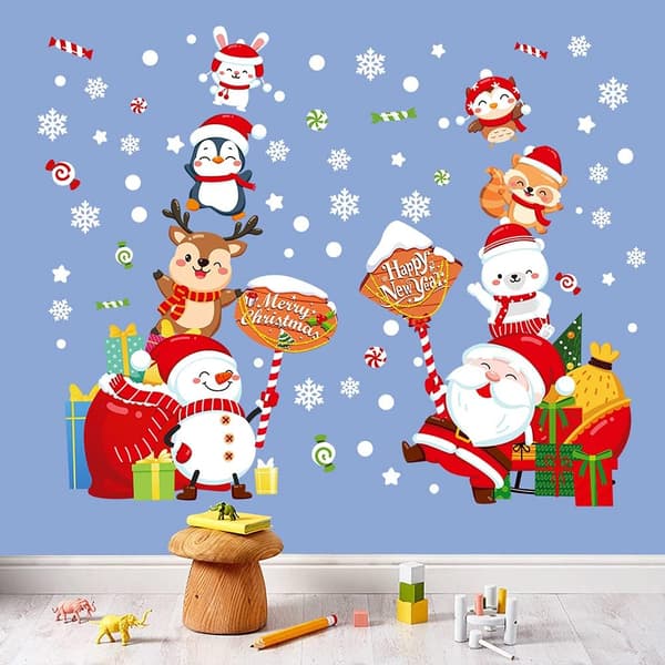 2 ark julväggdekaler Tomte Rensa Väggdekaler Snö