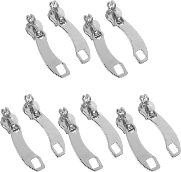 10 stk Nylon Glidelås Glider Erstatningssett Låsehull, Sølv #8 Trekker