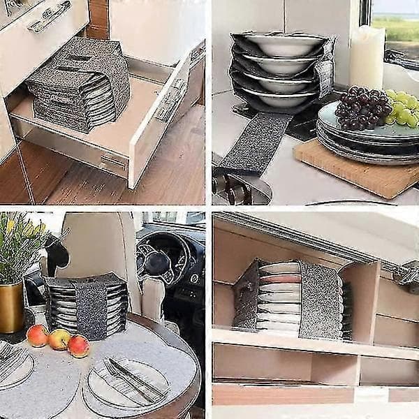 Caravan Mug Holder with Divider 6 Crystal Glasses 8 Plates Porcelain Storage Case