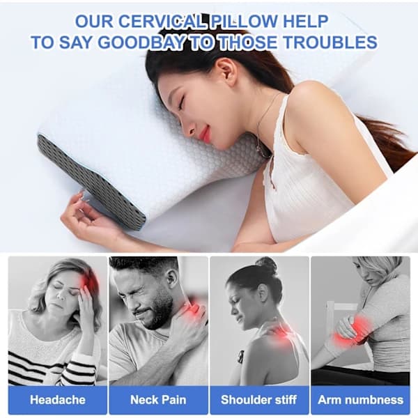 Orthopedic Memory Foam Pillow - with Removable and Washable Pillowcase for Back and Shoulder Pain Relief