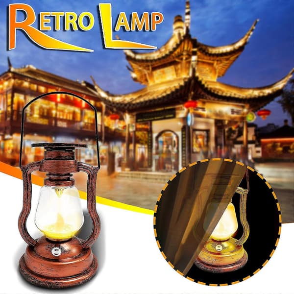 Retro parafinlampe LED hestelampe utendørs bærbar oppladbar campinglykt