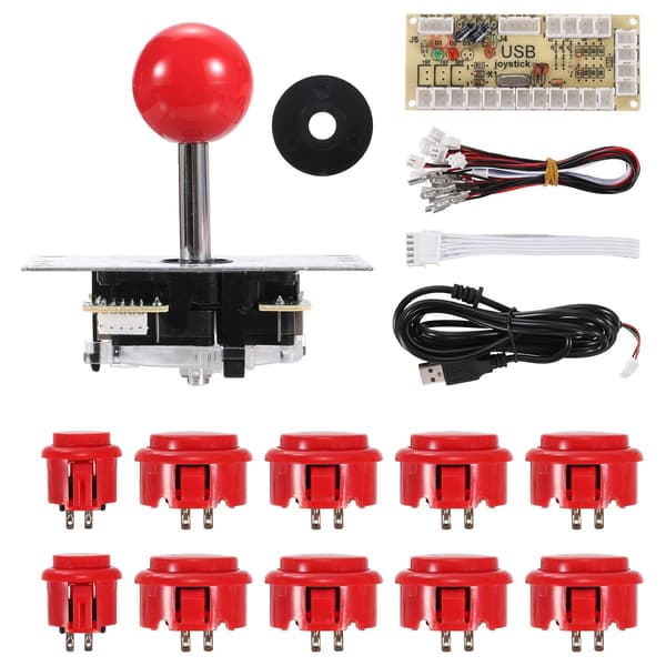 PC Joystick DIY-sett Arkadespilldeler Knapp ABS 5-pinners for klassisk rød