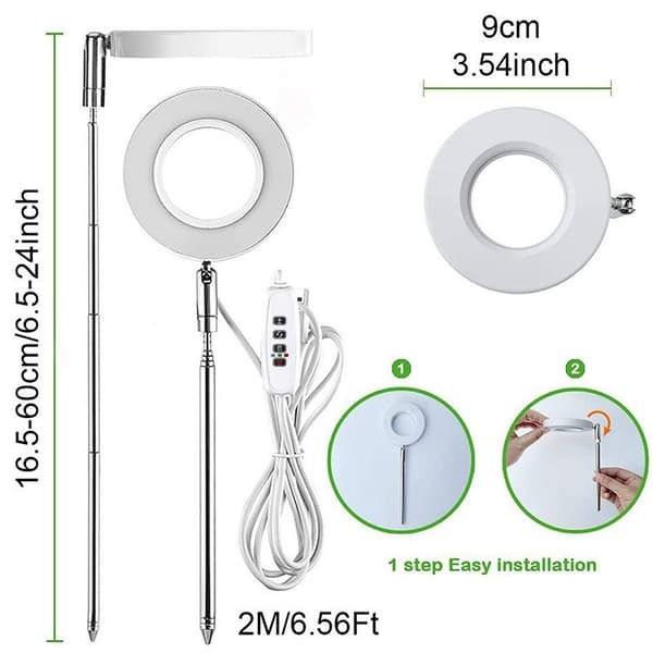 15W Adjustable Grow Light with Three Heads and Red and Blue Light, 3.5 inches