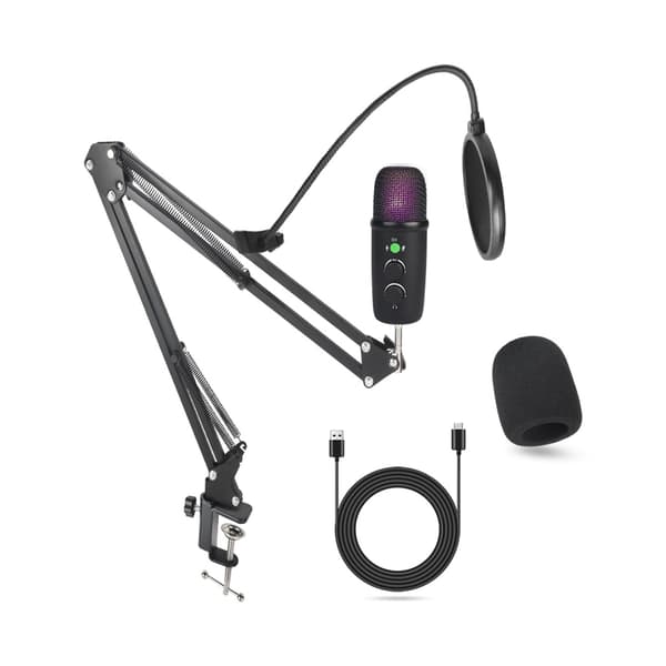 USB-kondensaattorimikrofonisarja - Studiotallennus- ja striimausmikrofoni säädettävällä jalustalla