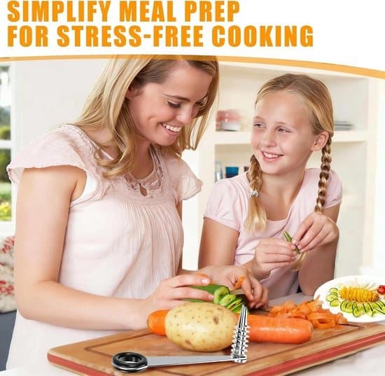 Potato Spiralizer - 2-piece Stainless Steel Set - Hand-operated for Creative Snacks and Decorations - 1 set (Ho)