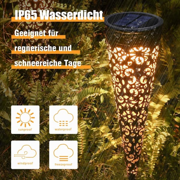 2 stk. LED udendørs stiklamper solcellelampe have metal