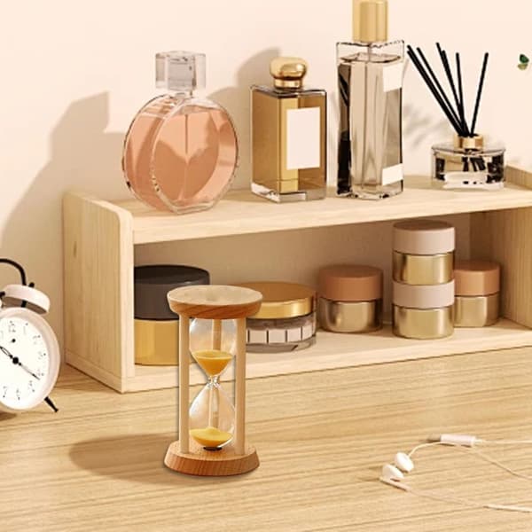 5 minuters sandtimer, timglas i trä, dekorativ sandklocka för kök, restaurang, kontor, klassrum 5*9cm