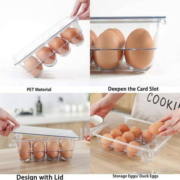 Transparent 12 Gallon Refrigerator Egg Box with Lid Kitchen Fresh Separate Storage Preservative Food Egg Tray