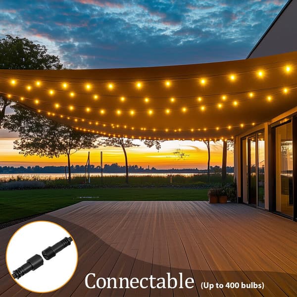 Indoor and Outdoor String Lights, 25+2 Waterproof Bulbs, 7.62m Patio Decoration String Lights, Warm White