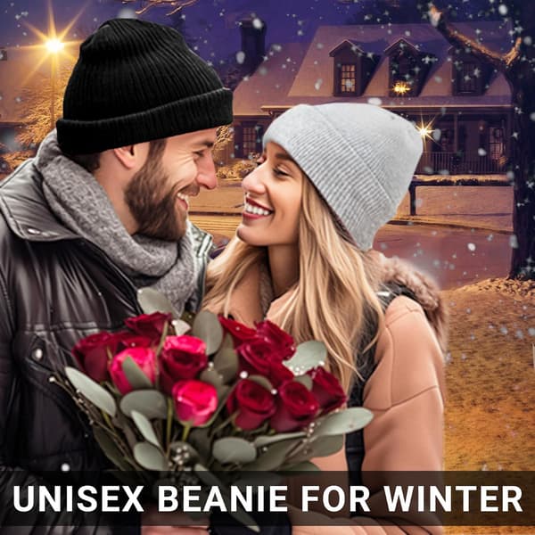 wxsp Unisex luer for menn kvinner strikkede vinterluer svart+ingefær One