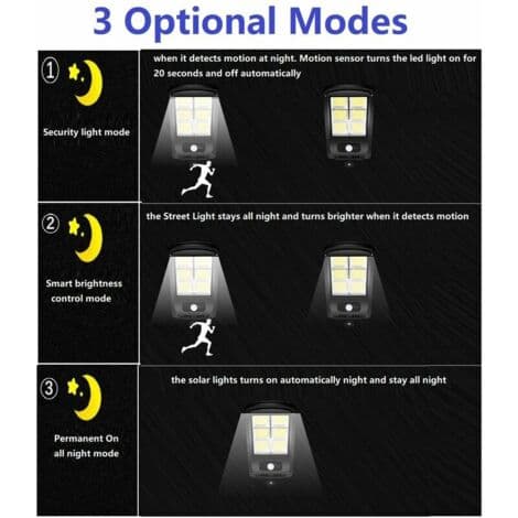 6000LM Solar Powered Motion Sensor Floodlight - IP67 Waterproof - 3 Lighting Modes - Easy Installation Without Wiring