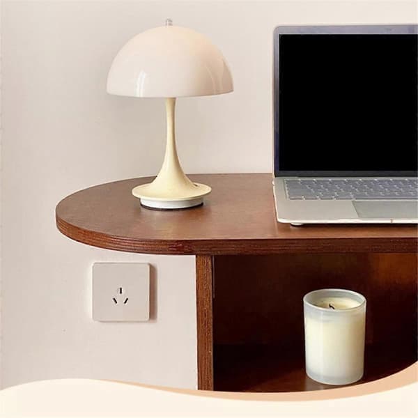 LED Sopplampe USB-lading Justerbar Lysstyrke Bordlampe Hvit