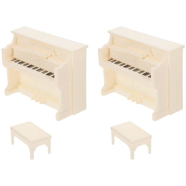 2 Sarjaa Miniatyyri Pianoa Ja Jakkaraa Miniatyyri Talo Kalusteet Musiikki-Instrumentti Koriste Beige 12.2X9.3X5CM Beige 12.2X9.3X5CM