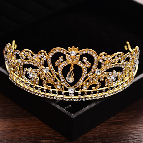 Guld 18 år gammal 18-årsdagsfest Rhinestone Crown Hår fest eller speciella tillfällen（13,5 * 6,5 cm）