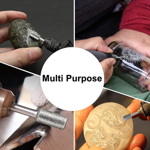 Stone Carving Set, 12 Pcs Diamond Burrs for Stone Glass Ceramic Tools (4mm 5mm 6mm 8mm 10mm 12mm) [db] silver silver