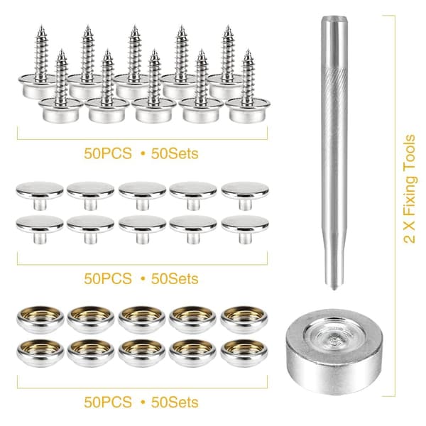 150 stk. Canvas Snap Kit Værktøj, Metalskruer Snap Fasteners Marine Grade 3/8 \" Socket Rustfrit Stål Båd Canvas Snap Fasteners