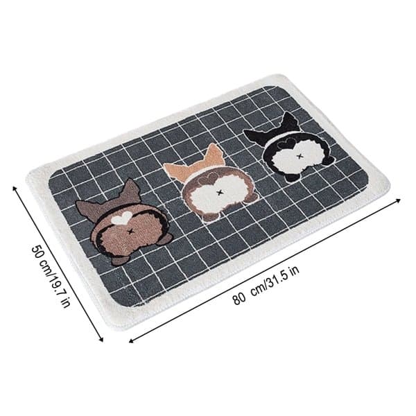 Bathroom Mat Cartoon Flocking Durable 50x80cm Corgi Puppy Pattern