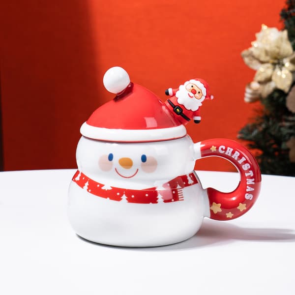 Tecknad Julmugg Present Keramisk Kopp Julkopp Set Julklappskopp - Jul Snögubbe