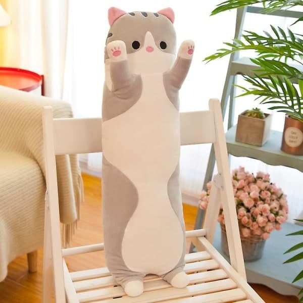 Sød pude kattebamse krammer søde udstoppede dyr kattepude til børn gave 50/70cm Grå 50cm Grey 50cm