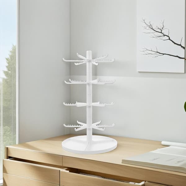 Øreringe Organizer Stand og Nøglering Holder 4-lags Plast Smykke Display Rack Træform til Armbånd Øreringe Halskæde Opbevaring Hjem