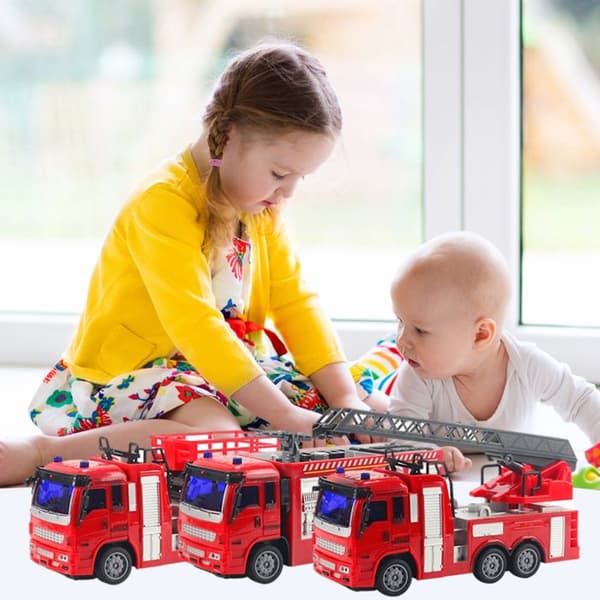 Wireless Remote Control Fire Truck with LED Lights, Engineering Vehicle Model for Kids, Gifts