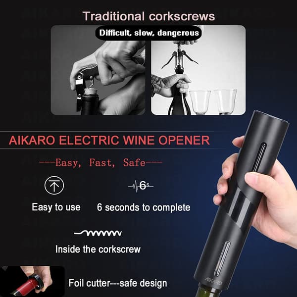 Electric Wine Opener Automatic Electronic Corkscrew, Rechargeable