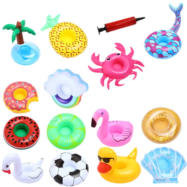 Inflatable Drink Holder 14-pack Inflatable Drink Floats Floating Cup Holders Fun Drink Floats for Pool Party