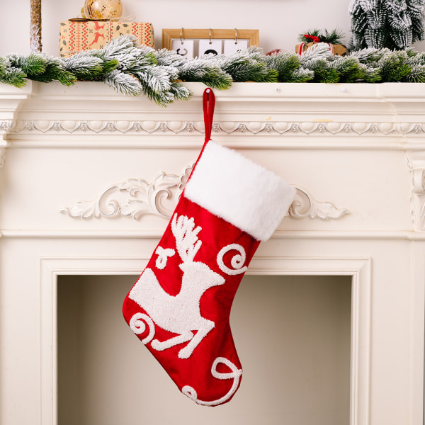 Stora julstrumpor, 18 tums klassiska strumpor, klassiska storstrumpor för dekoration av familjesemestern A 1PCS