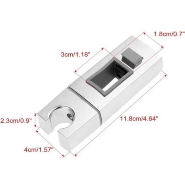 Skydbar Brusehovedholder til Stang - 18 x 30 mm - Rektangulær, Firkantet Udskiftelig Håndbruserholder, Krom ABS Brusehovedholder til Badeværelse
