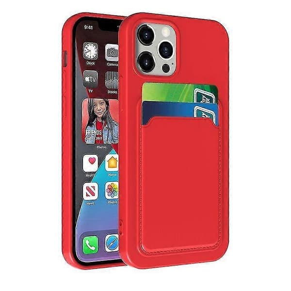 Mobilskall for iPhone 12 Pro TPU + Flanellfôr Støtsikkert Skall Med Kortlomme (hvit)