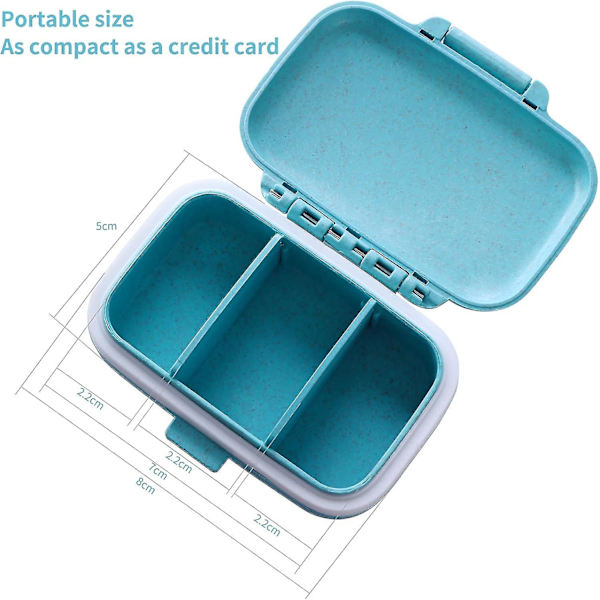 4-osainen Pill Case - 3 irrotettavaa lokeroa - BPA-vapaa matkapillerikotelo