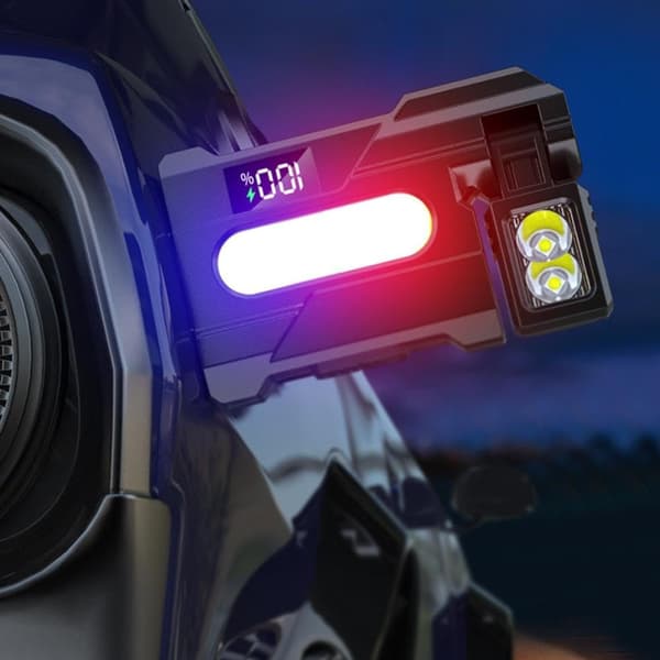 wxsp 1 Stk Sort Arbejdslampe DC-11 Stærk Magnetisk Base Husdyrklemme USB Genopladelig Digital Display Rød Blå Advarselslampe