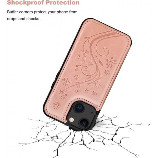 iPhone 13 Mini Støtsikkert Deksel Kortholder 3-ROM Flippr V2 Rosegull
