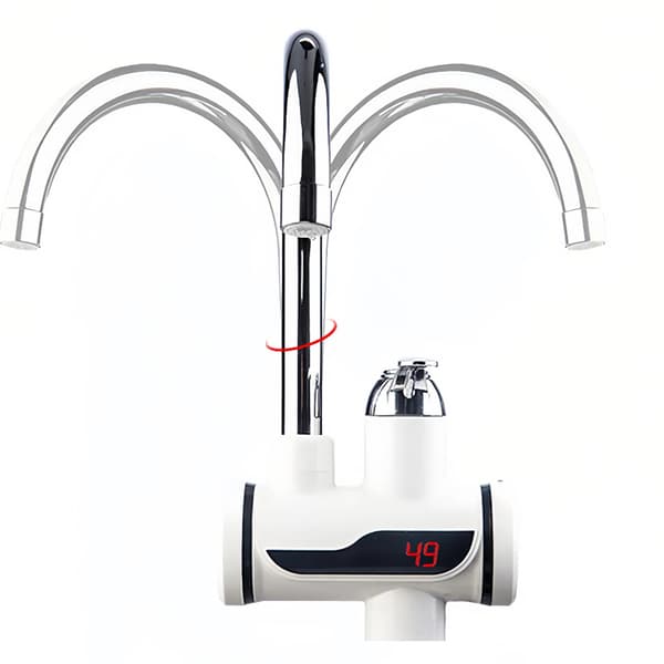 Rotatable Faucet for Bathroom and Kitchen with Heating, 110V Tankless Electric Water Heater with LED Digital Display (Small Bottom Inlet)
