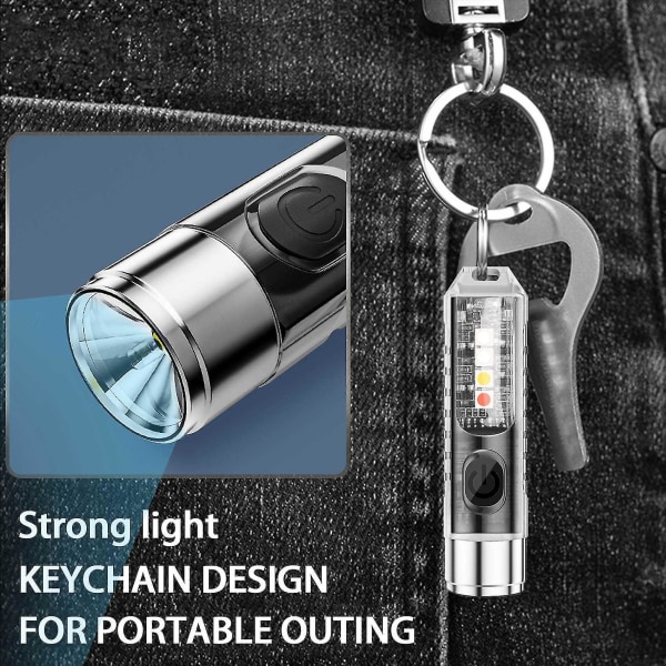 3x Super Lys Mini Nøglering Genopladelig Led Lommelygte, Lille Lommelygte, Sos Lommelygte, Stærkt Lys