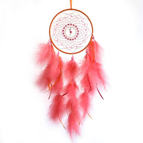 Boho-höyhenseinäkoriste, seinävaate makuuhuoneeseen, punainen Red